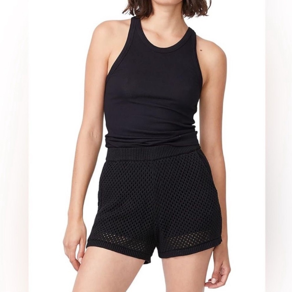 NWT Monrow REVOLVE Open Knit Black Shorts Size Small